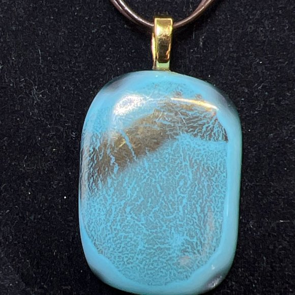 Premier Designs Brown Triple Strand Cord Necklace W/Rectangle Blue Pendant (4113 - Picture 2 of 5